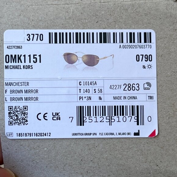 Michael Kors sunglasses brown mirror gold rimless Mk1151 Manchester Oval NWT NEW - Picture 4 of 13
